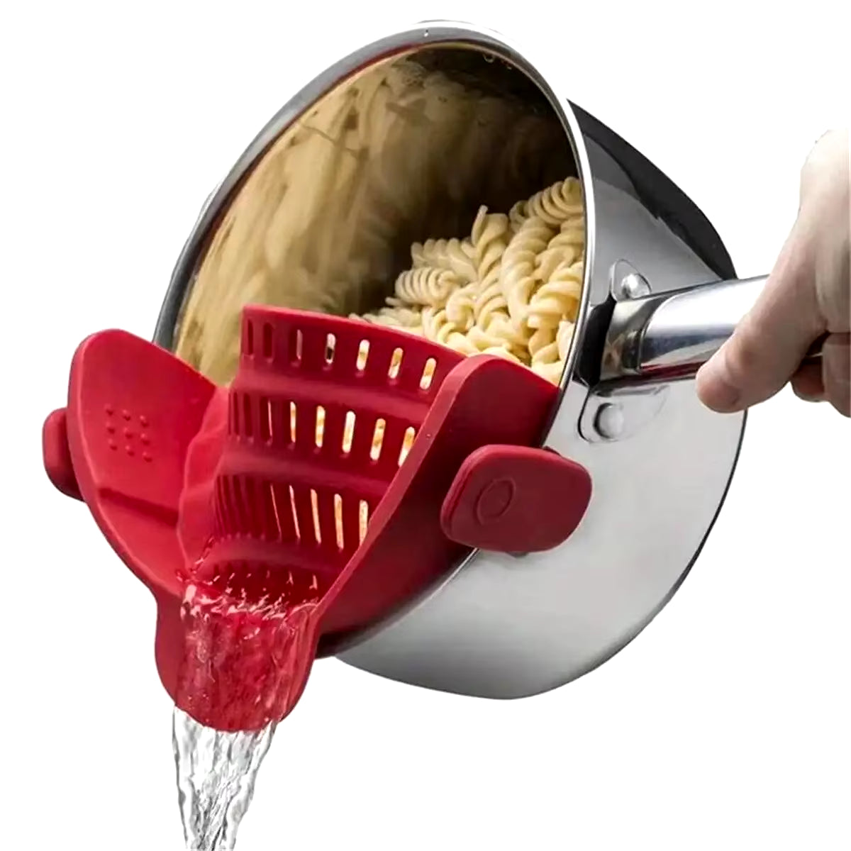1Pc Adjustable Silicone Clip-On Strainer for Pots, Pans, and Bowls - Handheld Drainer for Noodles, Pasta