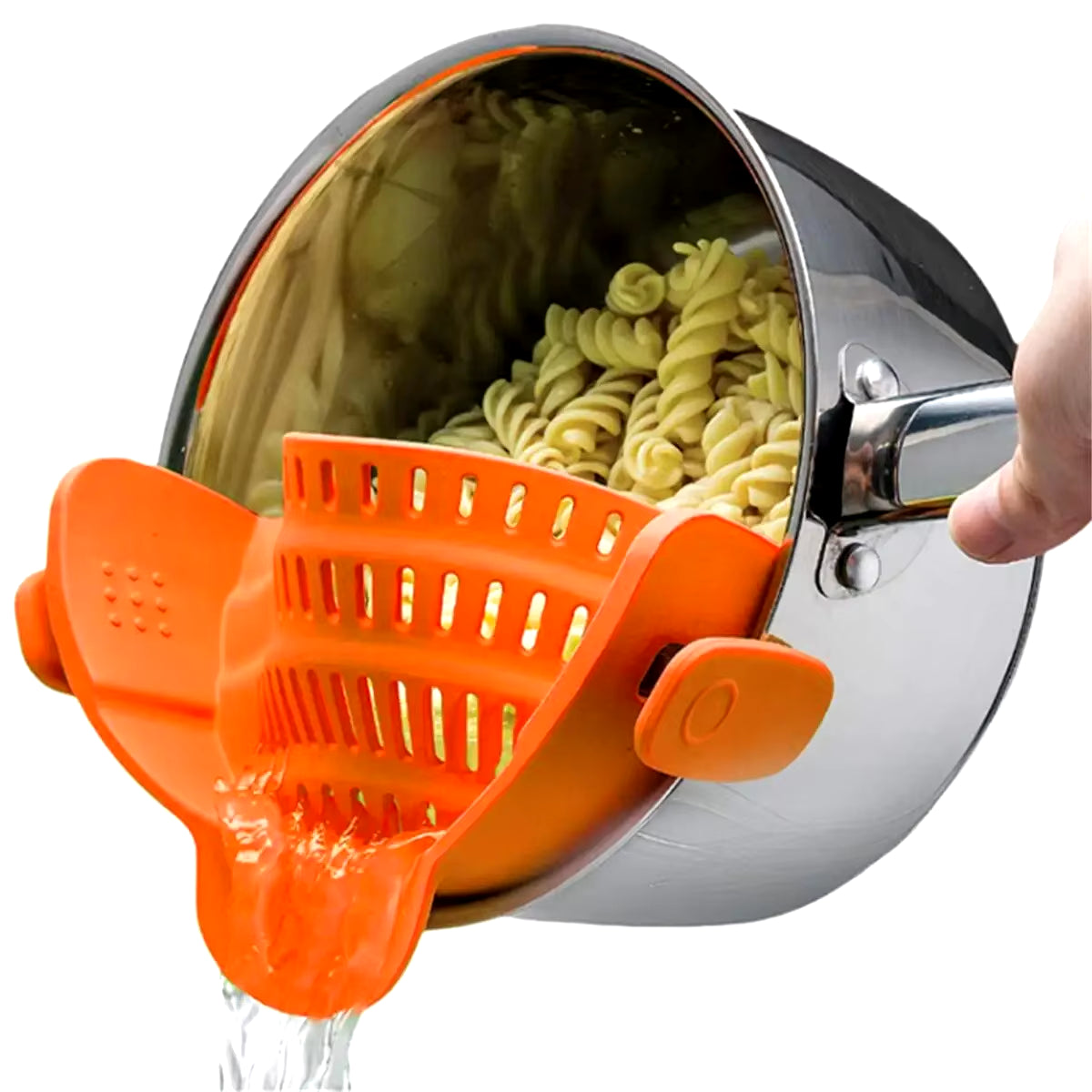 1Pc Adjustable Silicone Clip-On Strainer for Pots, Pans, and Bowls - Handheld Drainer for Noodles, Pasta