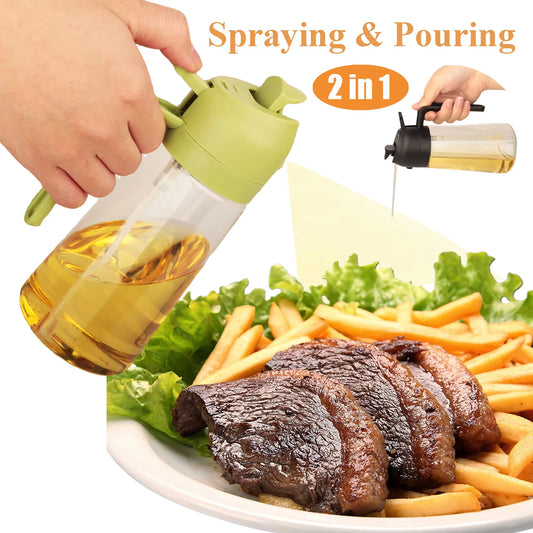 16Oz Oil Dispenser Bottle, 2-in-1 Olive Oil Dispenser and Oil Sprayer