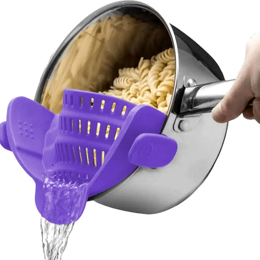 1Pc Adjustable Silicone Clip-On Strainer for Pots, Pans, and Bowls - Handheld Drainer for Noodles, Pasta